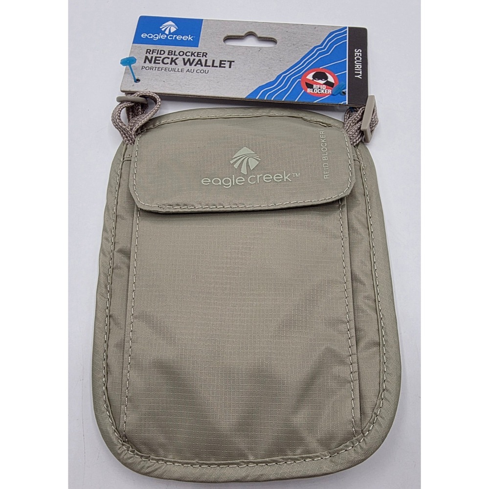 Eagle Creek RFID Blocker Neck Wallet Tan Travel Passport Pouch EC041177 NEW